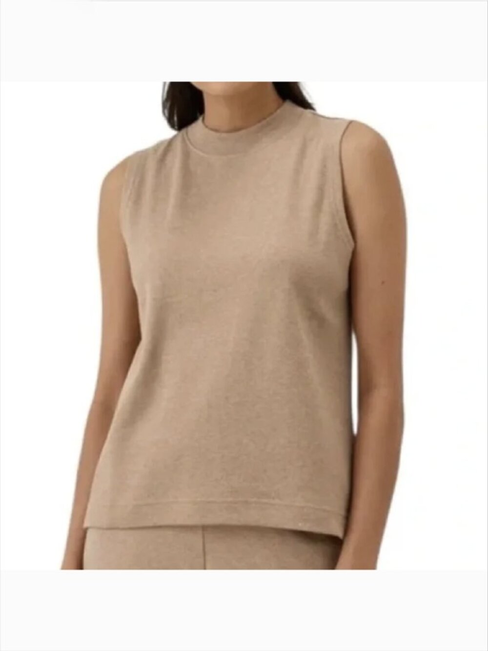 PACT Organic Cotton Airplane Mock Neck Shell M Tank Sleeveless Tan Base Layer